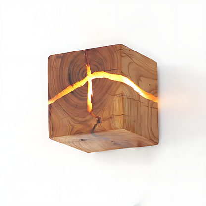 Kaori | Applique Murale Cube En Bois – Élégance Naturelle Et Lumière Sculptée